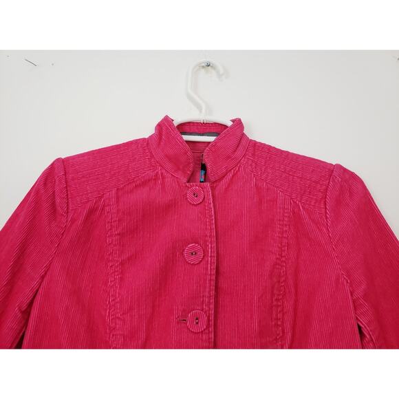 (O5) Y2K Liz Claiborne Womens Jacket Size XSP Corduroy Pink Cottagecore Office - Picture 2 of 8